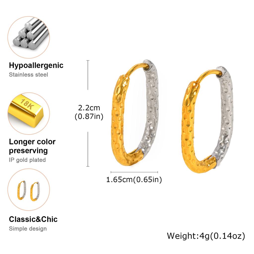 18K Gold Plated Two Tone Earrings for Women, Stainless Steel Earrings, Chunky Thick Dangle Earring Statement Jewelry