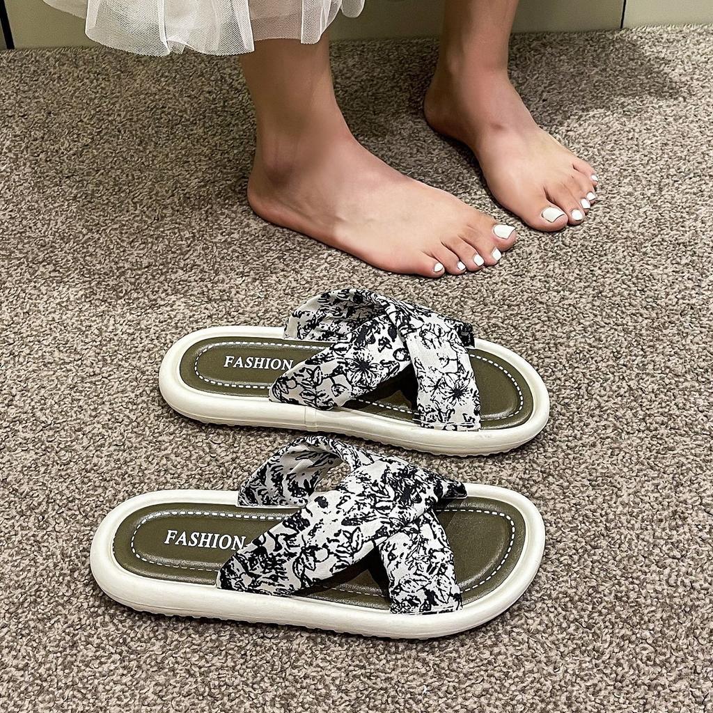 Flat-bottomed slippers New Chinese style summer outer wear New relaxed beach cool slippers