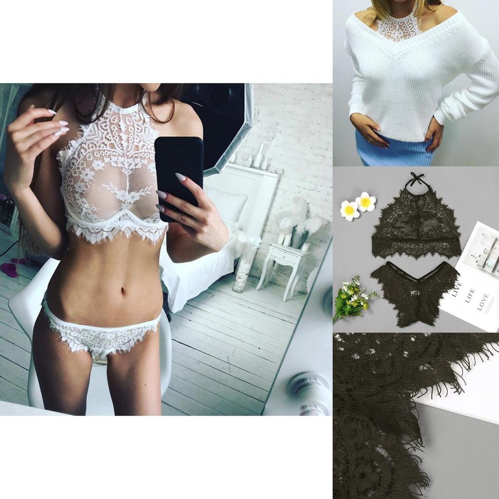 Fashion Womens Sexy Lingerie Lace Flowers Push Up Top Bra Pants Underwear Set