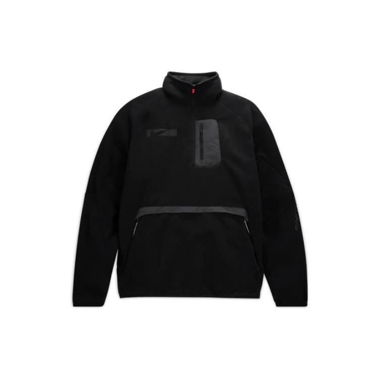 Nike x Travis Scott Solid Color Half Zipper Pocket Stand Collar Casual Jacket  Black  Men s DM1283-010 S