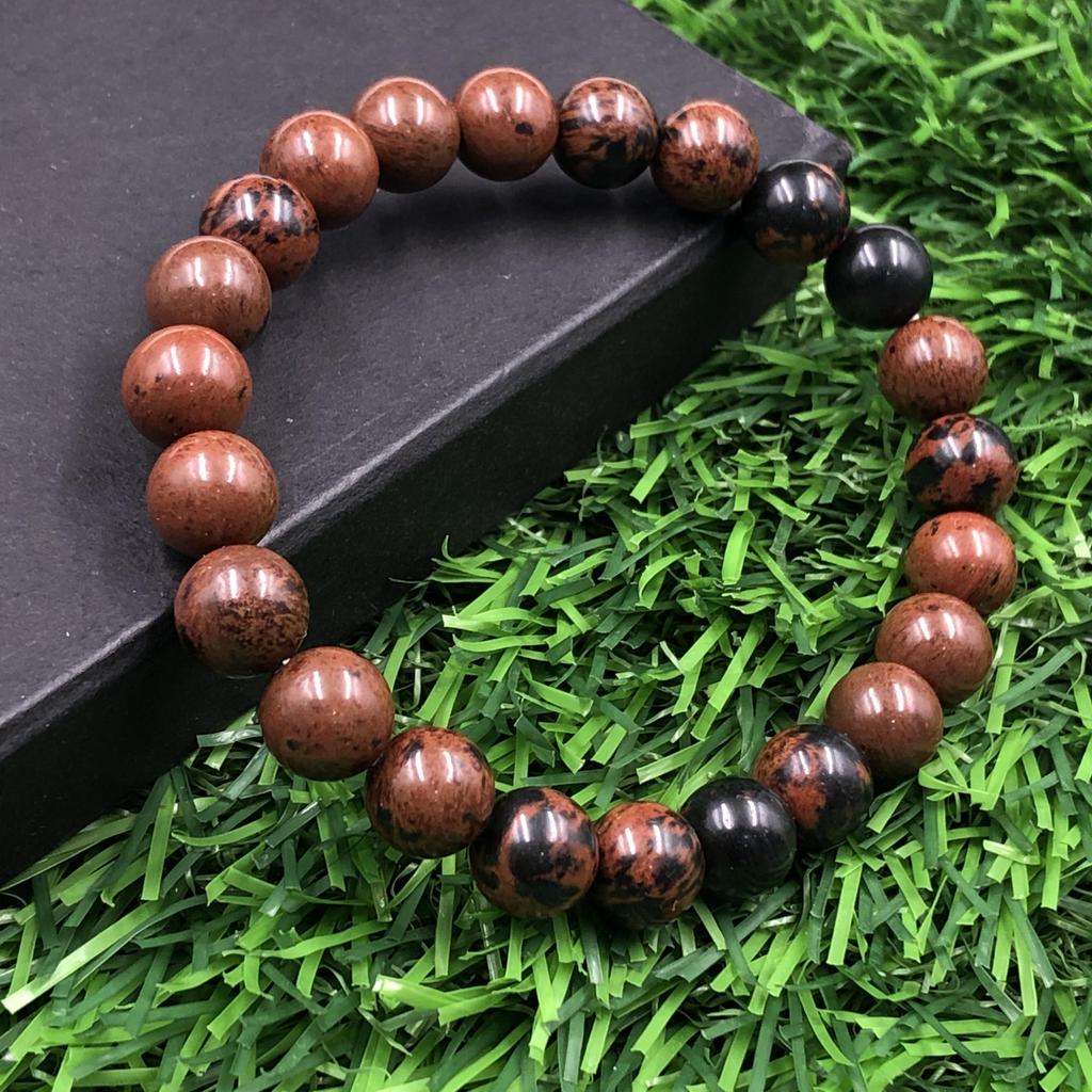 8mm Natürliche Mahagoni Obsidian Edelsteinperlen Unisex Schmuck Handgemacht Persönliches Wachstum Armband 7.5" RBB-62