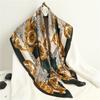 European retro printed silk scarf women's new imitation silk large square scarf autumn and winter decoration warm shawl mother scarf