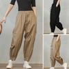 Lady Harem Pants Loose Drawstring Pockets Streetwear Deep Crotch Ankle Banded Aesthetic Lady Cargo Trousers Women Clothing