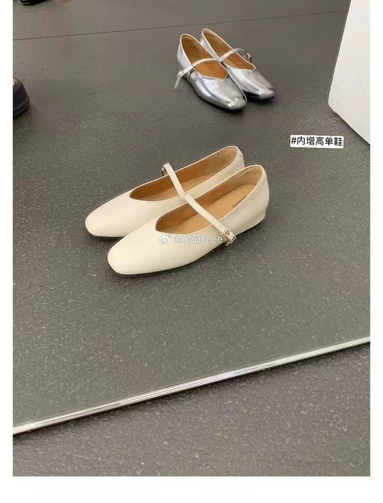 Grape Mother of the Same Style, Benezer Evening~ Round Head Inner Height Increase Word with Shallow Mouth Bag Head Muller Leather Half Slippers