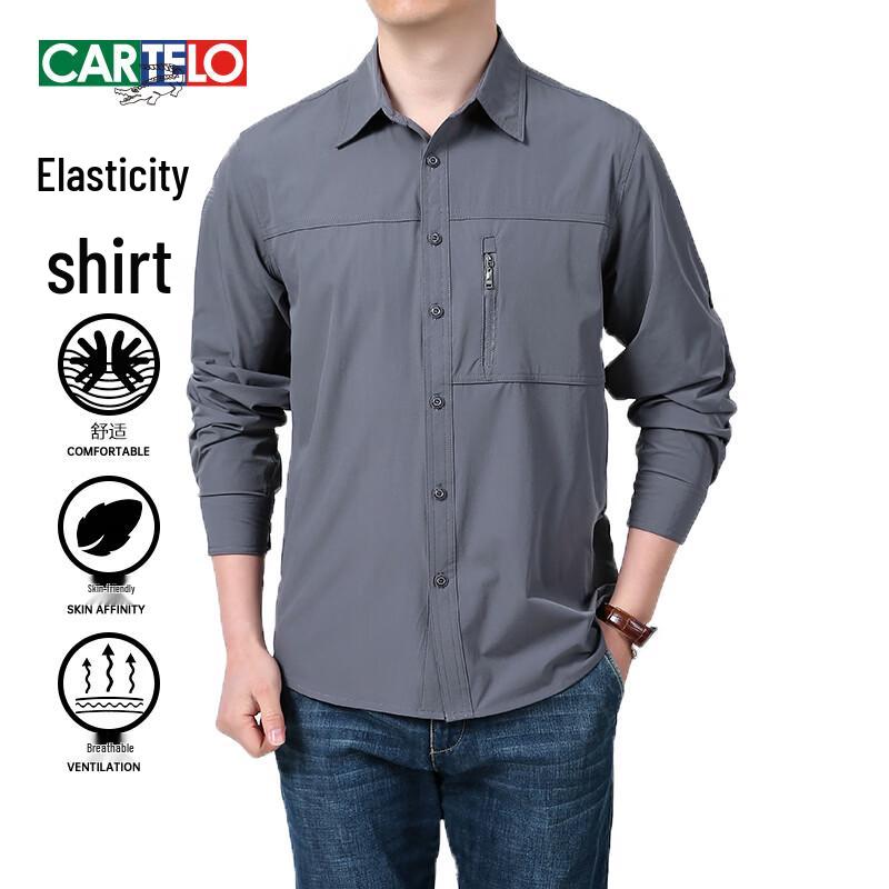 Cartelo Men's Stretch Long Sleeve Business Casual Shirt