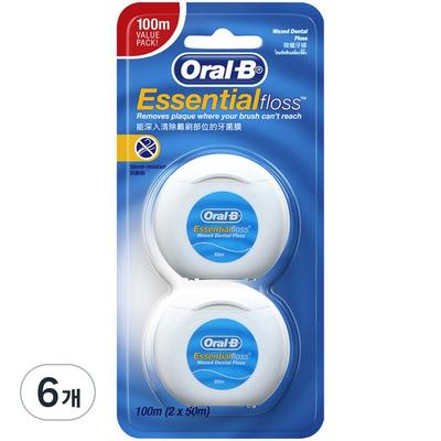 Κηρωμένο οδοντικό νήμα Oral-B, Συσκευασία 2 τεμαχίων, 6 τεμάχια