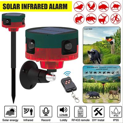 A96I-Solar-Infrarot-Alarm Bewegungssensor Detektor Außen Wasserdicht Tierabwehr Sicherheitsalarm 129dB Hundegebell