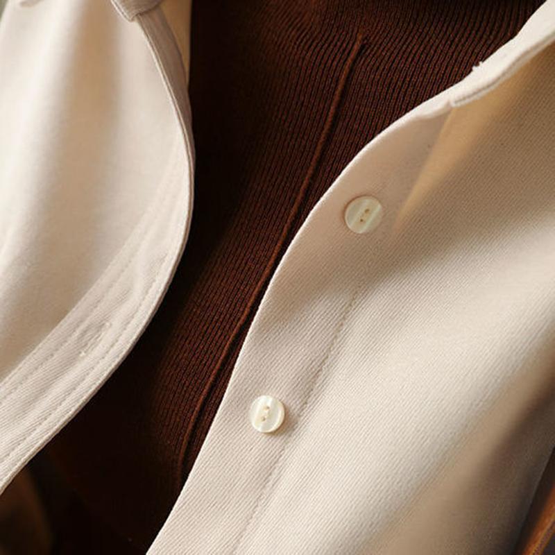Women's Office Commuter Polished Shirt Solid Color Vintage Lining Shirt Female Long-sleeved Tops Spring and Autumn Winter