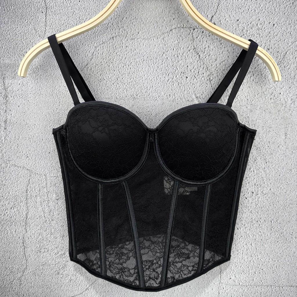 Classic Women Black White Dot Tube Top Corset Bustier Girl Sexy Push Up Vest Bralet Lady Bra Cropped Tops Club Party Lingerie