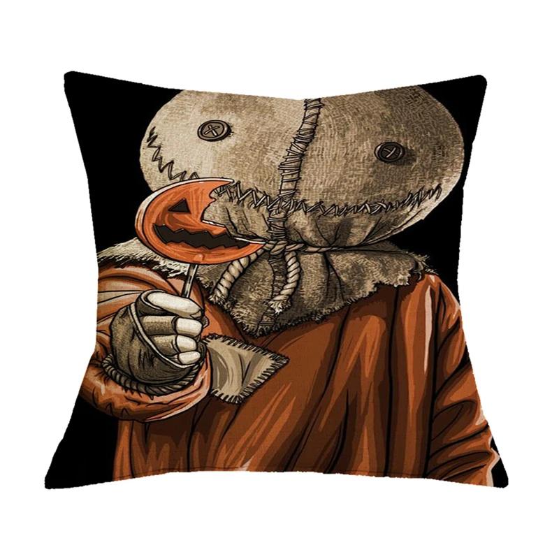 Home Decor Halloween Horror Movie Killer Print Cushion Cover Halloween Decor Car Seat Pillow Cover 45x45cm Funda de almohada