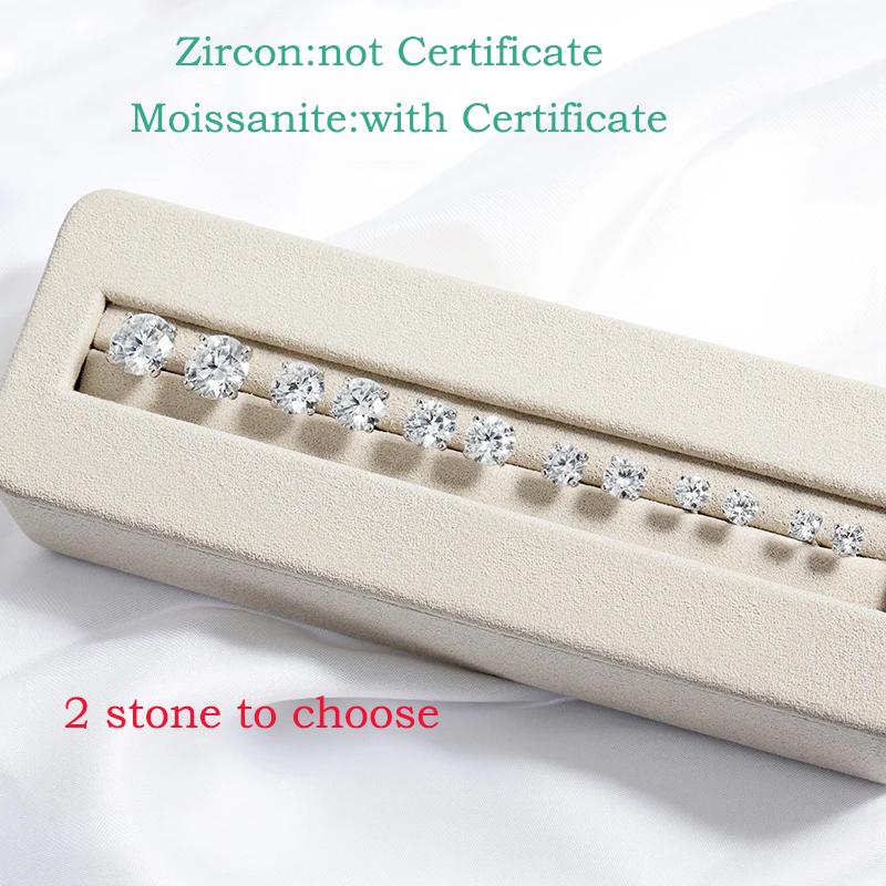 Smyoue Each 0.2-2CT Certified Moissanite Stud Earrings for Women 4 Claw Sparkling Wedding Party Jewelry Silver S925