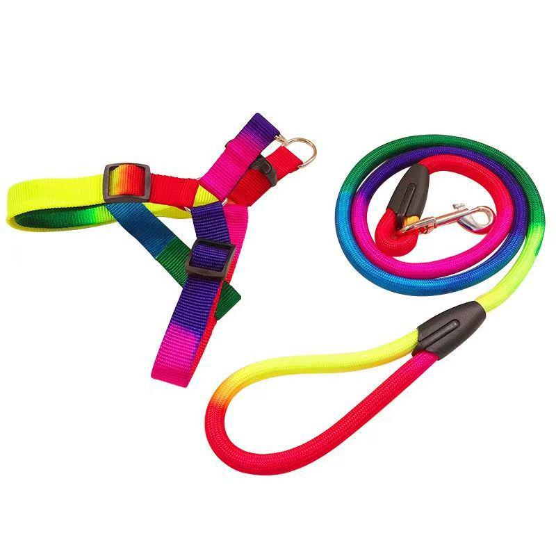 Seven-Color Dog Leash and Harness for Small, Medium, and Large Dogs