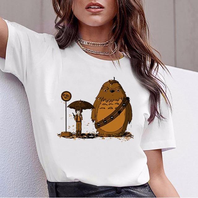 Anime Totoro T Shirt Women Top Tee Shirts Spirited Away T-Shirt Tshirt Korean Style Kawaii 90S Graphic Harajuku Female Ulzzang