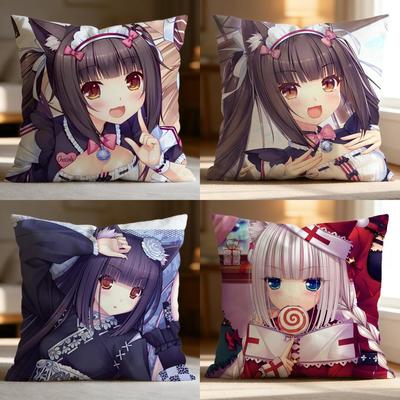 Popular N-Nnekopara Cushion Cover Soft Washable Pillow Case Multi-Scene For Couch Bed Travel Office Use