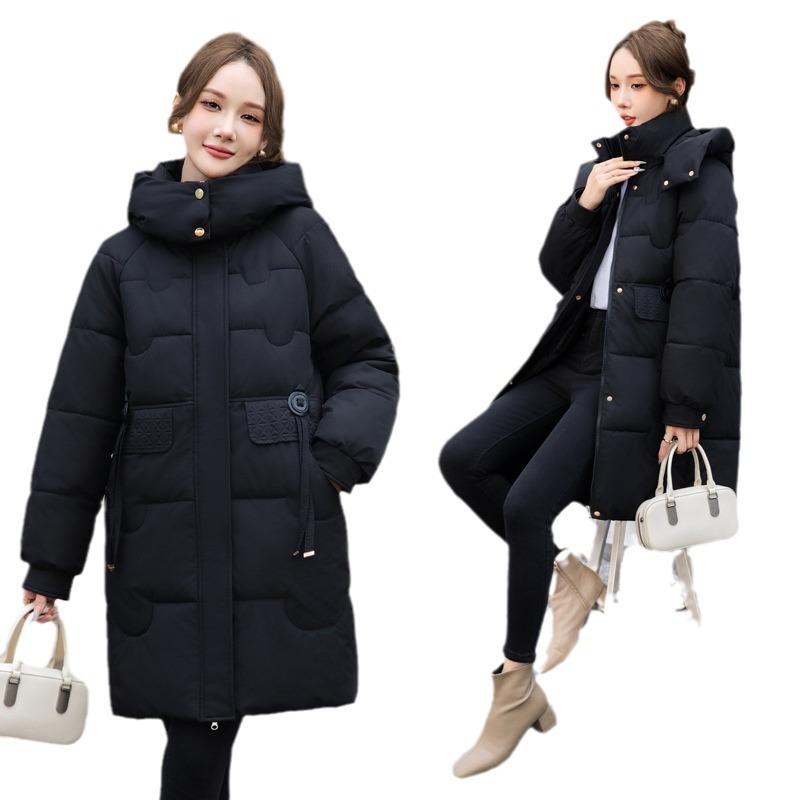 Down and cotton jacket women's 2025 winter new cotton jacket mid-length fashion and versatile, thick and loose, slimming winter jacket