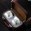 Chinese Style Portable Travel Ceramic Tea Set Household Travel Outdoor Kung Fu Tea Pot and Teacup Leather Bag Set Gift New