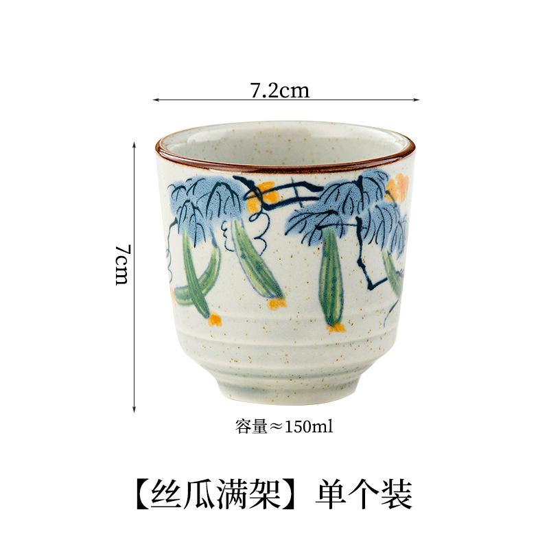 Chinese Ceramic Underglaze Tea Cup Heat Resistant Small Cup Traditional Vintage Style Tea Ware Set for Home Living Room Tea