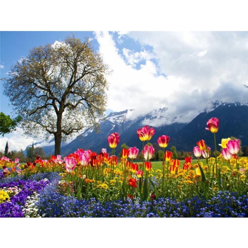5D DIY Diament Malarstwo Wiosna Krajobraz Diament Haft Cross Stitch Kit Pełna Rhinestone Mozaika Wystrój Domu