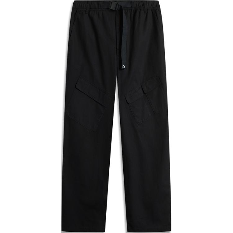 

Li Ning Sports Lifestyle Series однотонные свободные прямые спортивные брюки со средней талией мужские брюки черного цвета AKXU531-2 M