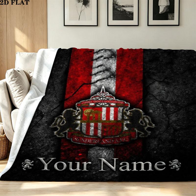 1PC Sunderland A.F Custom Name Patterned Flannel Blanket Suitable For All Seasons for Home Decor Warmth and Comfort Gifts Holiday Present
