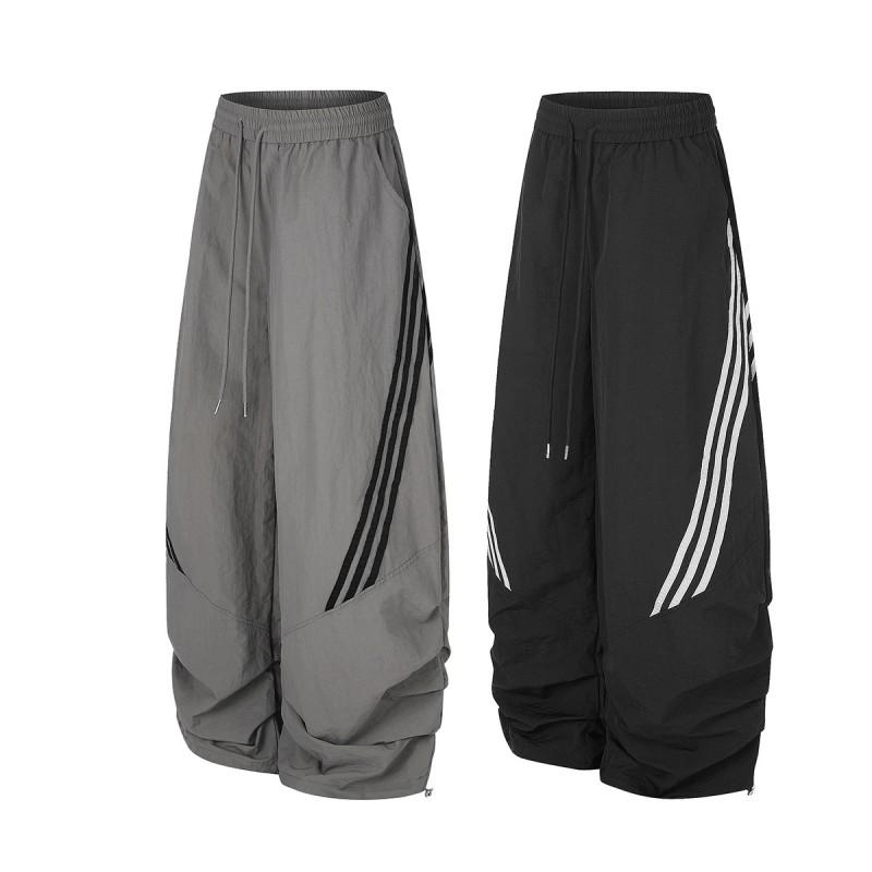 Magic Bear 2026 American Retro Striped Sweatpants Loose Wide Leg Athletic Pants Teens