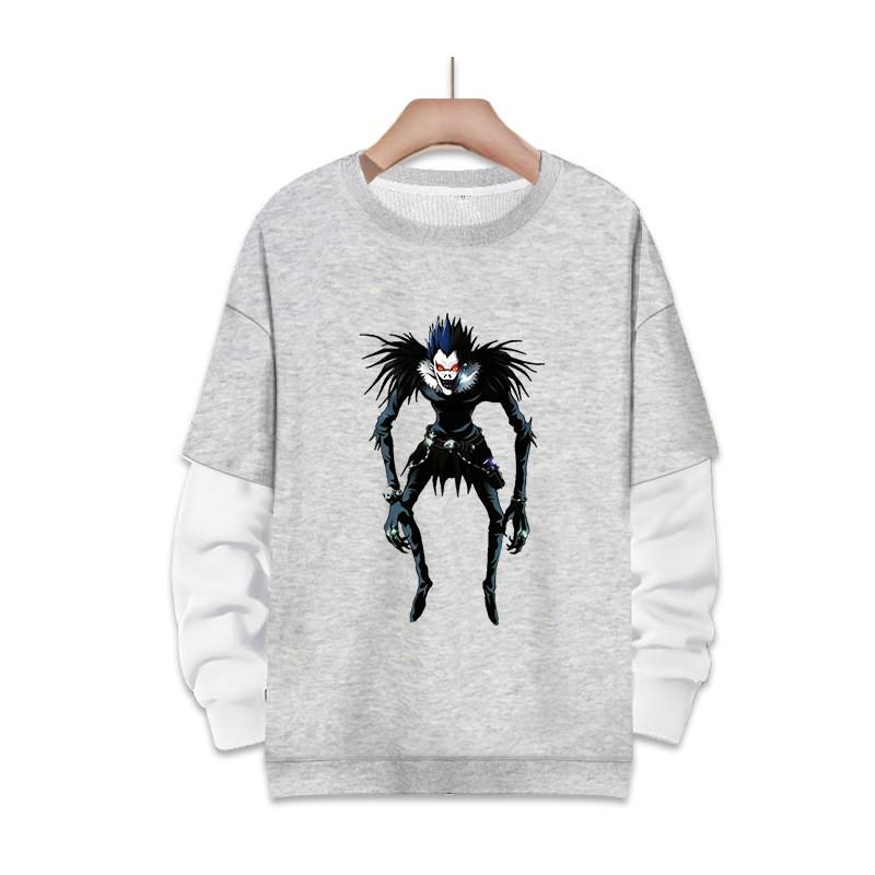 Stampa Anime Death Note Nero/Grigio S-3XL Casual Manica Lunga