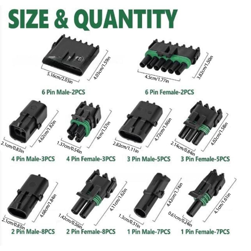 376Pcs Waterproof Car Electrical Wire Connector Terminals Plug Car Seal Socket Male Female Wiring Cable Socket