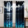 The Beach in the Moonlight Scenery Mediterrane 2 Panels Free Shipping Thin Curtain for Window Drape Living Room Bedroom Decor