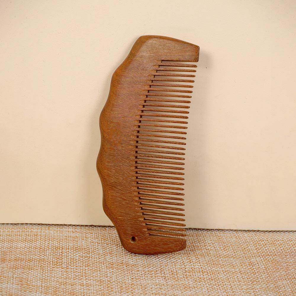 Natural Wooden Hair Comb with Ergonomic Handle - Anti-static Scalp Massage Comb for Daily Hair Grooming & Detangling