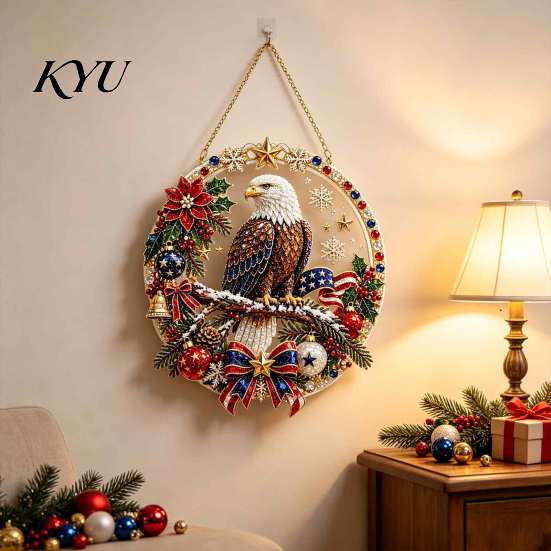 Festive Fireplace Wall Decorations Xmas Snowman Hanging Ornament, Round Acrylic Santa Reindeer Christmas Gift Ideas Door Sign for Window Decor
