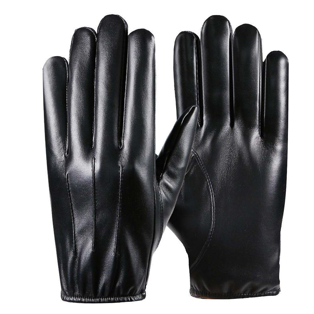 Warm Gloves Plus Velvet Thickened Outdoor Cycling Waterproof Windproof Cycling Men's PU Leather Autumn and Winter Touch Screen Gloves