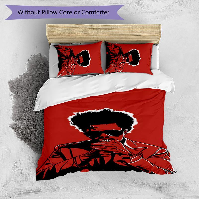 The Weeknd Printed 3PCS Bedding Set Soft Breathable Duvet Cover Pillowcases Set Washable Bedroom Decor Home Gift