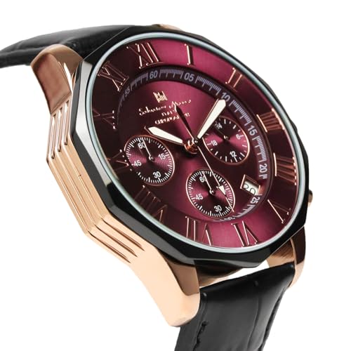 Hodinky Salvatore Mara červený chronograf 10 ATM vodotěsné business formální pánské kožený řemínek černý.
