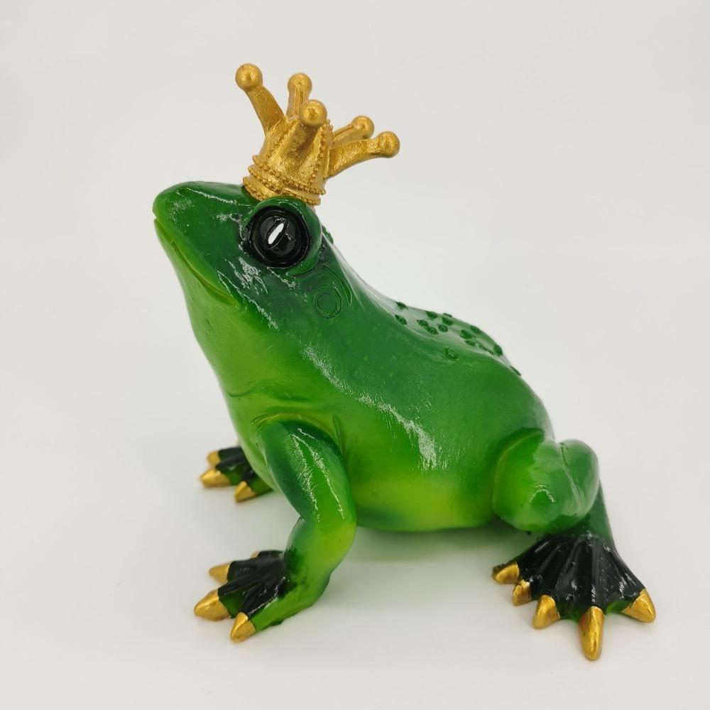 Study Wearing Crown Miniature Frog Statues Handmade Resin Material Frog Figurines Cute Frog Ornament Home Garden