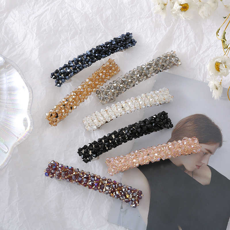 Korean Crystal Spring Hair Clips Pins Barrettes For Women Girl Headband Fashion Simple Hair Accessories Headwear
