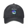 Alaska The Last Frontier Men Women Baseball Caps Funny Northern Light Distressed Washed Hat Vintage Outdoor All Seasons Snapback