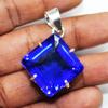 Lab Created 925 Sterling Silver Blue Tanzanite Pendant 75.60 Ct Gems CERTIFIED My-364-k