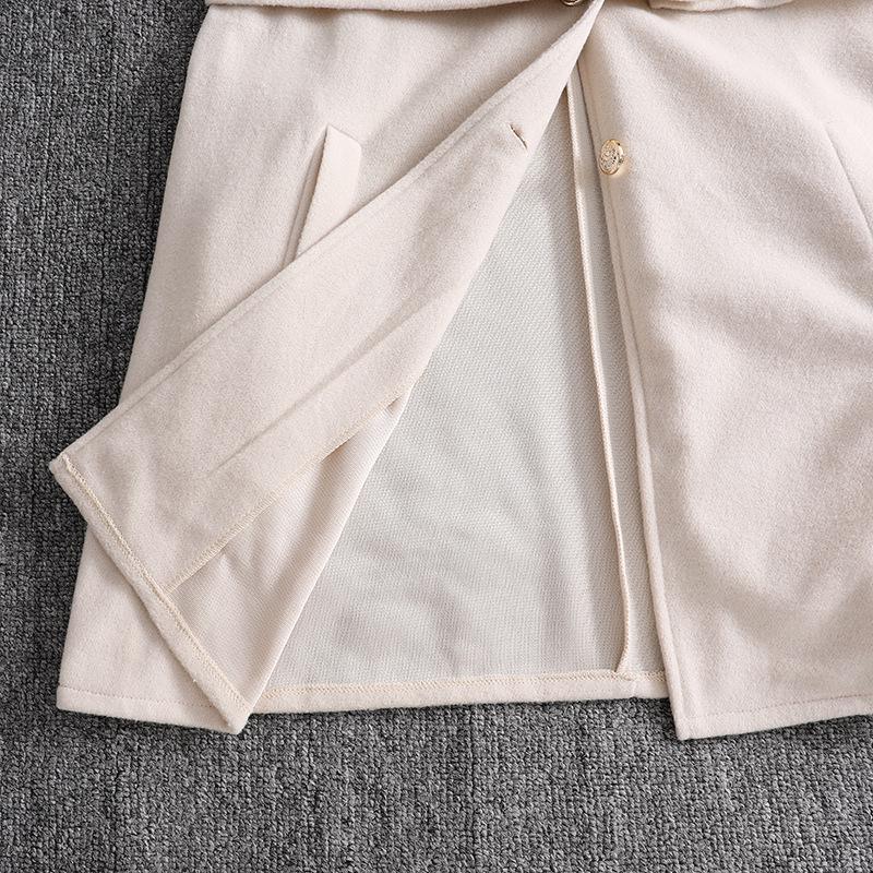 2025 Autumn/Winter Girls' Woolen Coat: Color Block, Single-Breasted, Waist-Cinched, Long-Sleeved for Medium & Large Kids