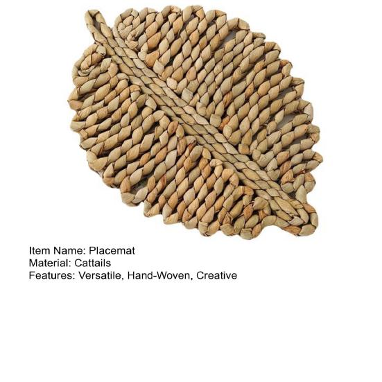 Sottopiatto in Paglia Intrecciato a Mano a Forma di Foglia Resistente al Calore Antiscivolo Tovagliette Spesse Sottobicchieri Riutilizzabili Tappetini Decorativi per Casa Cucina