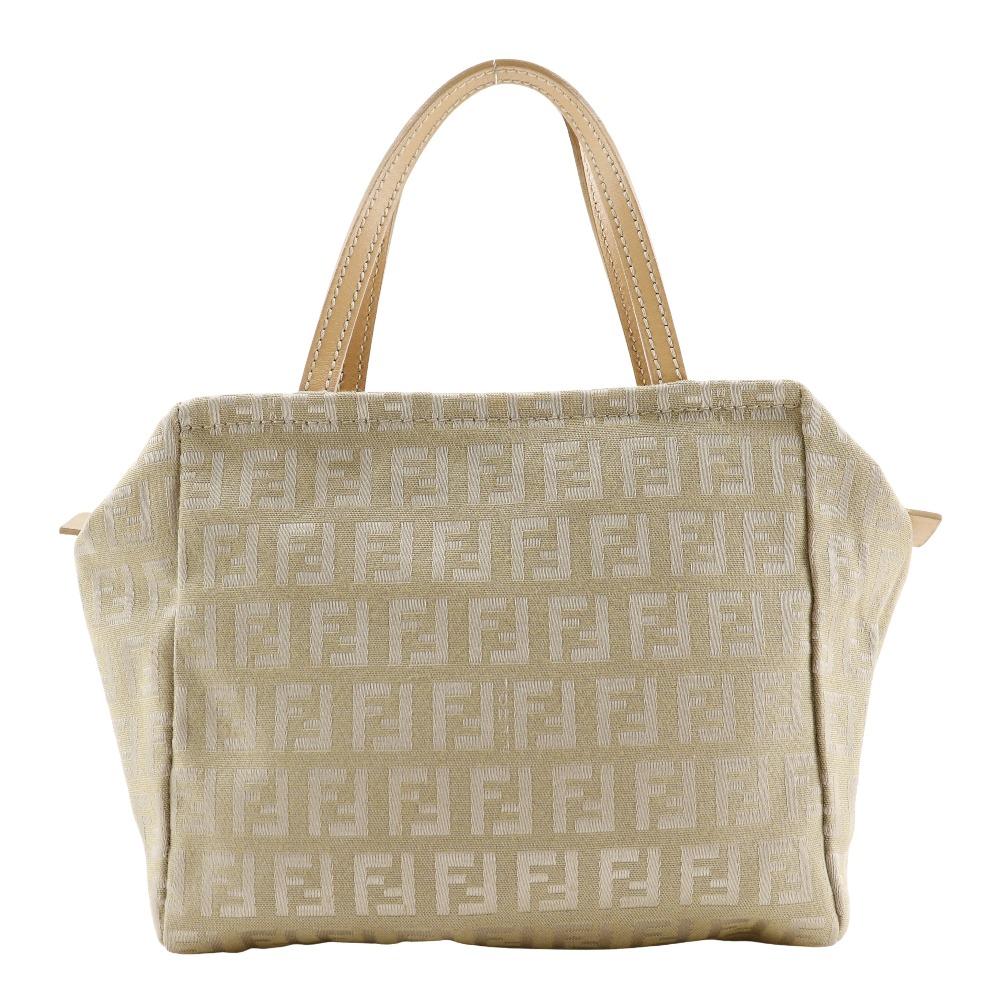 Fendi Zucca Handbag Beige Canvas Women Used