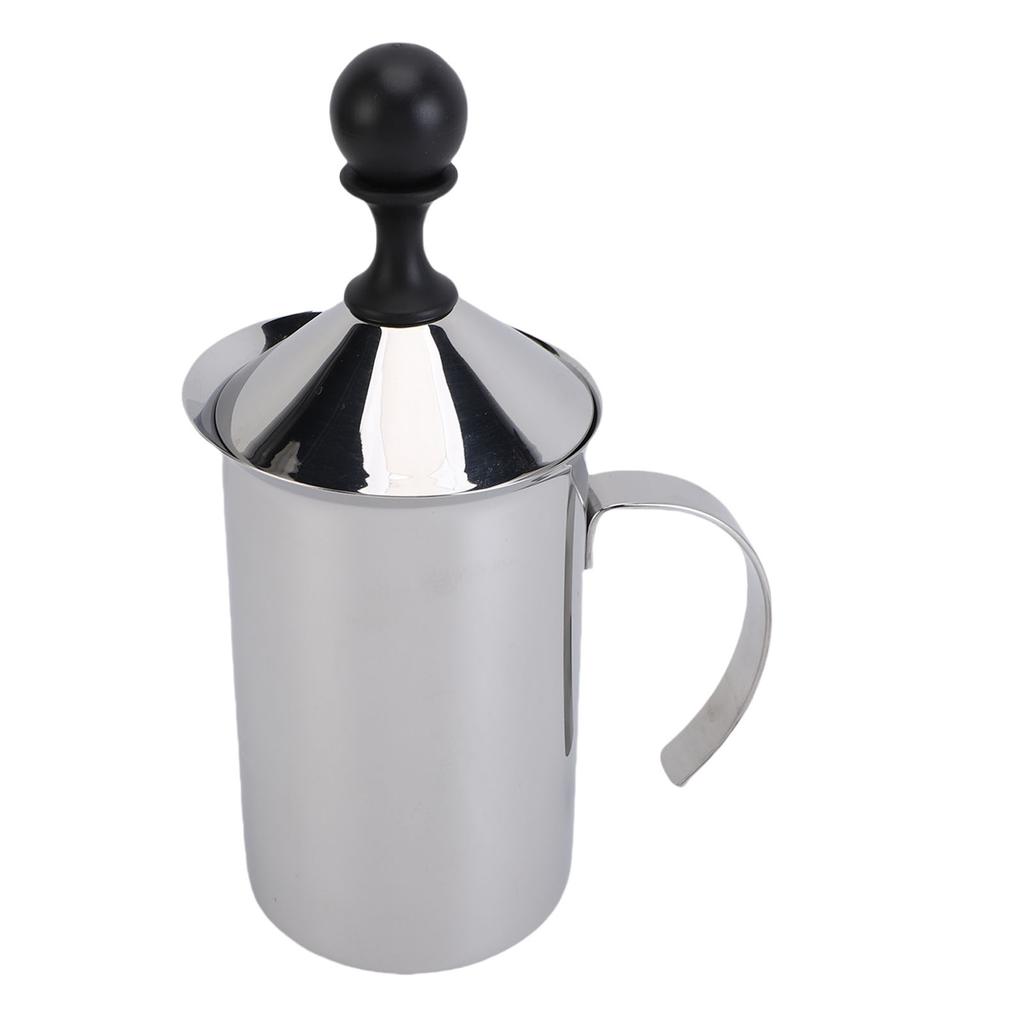 Manual Milk Frother 600ml Stainless Steel Hand Pump Milk Creamer Coffee Frothing Foam Maker Pitcher with Handle for