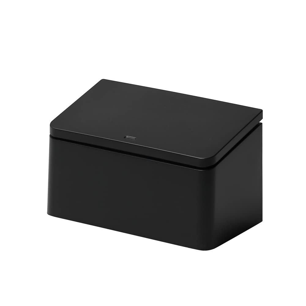 ideaco Tubular Flat Rectangle Trash Can with Lid, Black, 1.8L