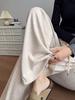 Aixuan White Wool Acetate Wide-Leg Pants: 2025 Autumn/Winter Women's Casual Draped Trousers