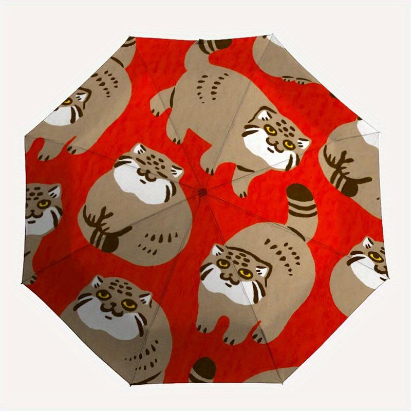 

1pc Snow Leopard Print Automatic Folding Umbrella, Portable & Foldable Design with 8 Ribs, Casual Outdoor Accessory yy250805152