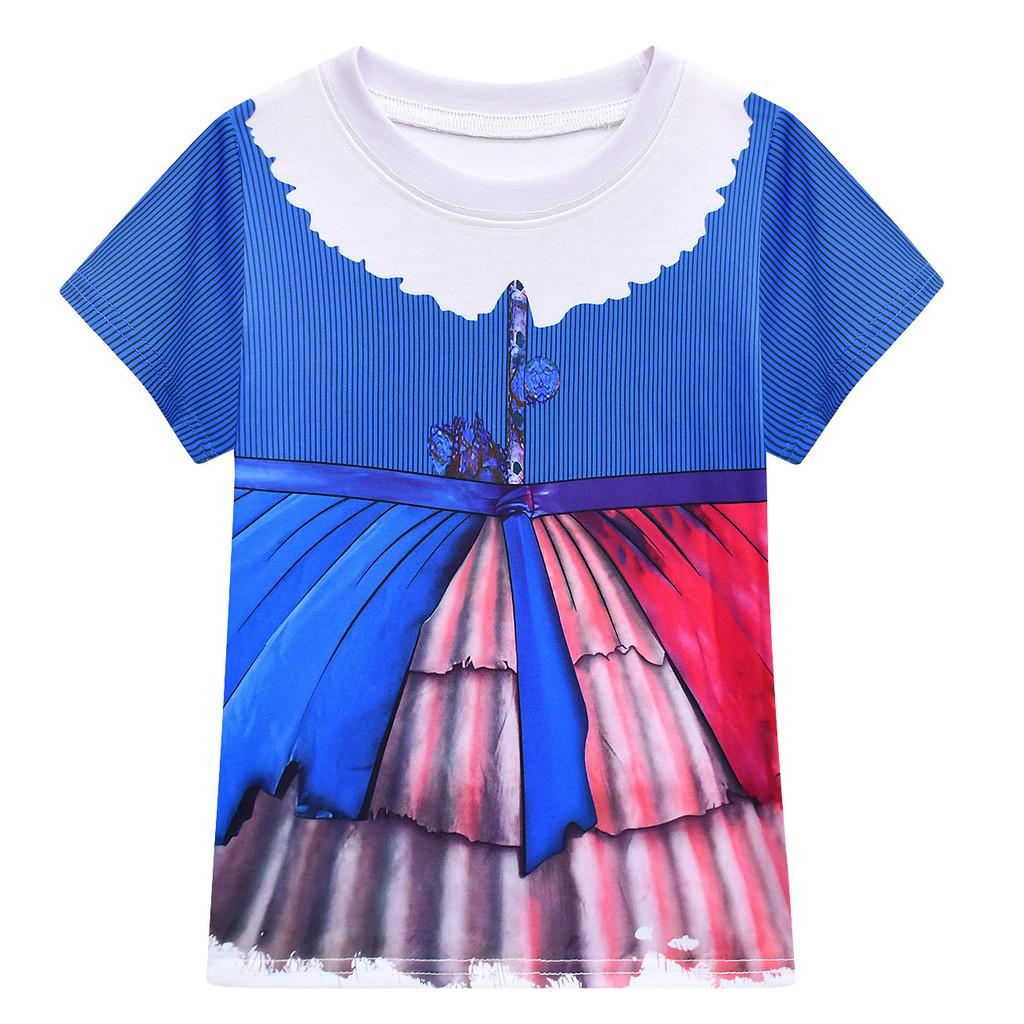 19782 Kids Girls Lily Lovebraids Blue Printed Short Sleeves T-Shirt Top Shorts Sets