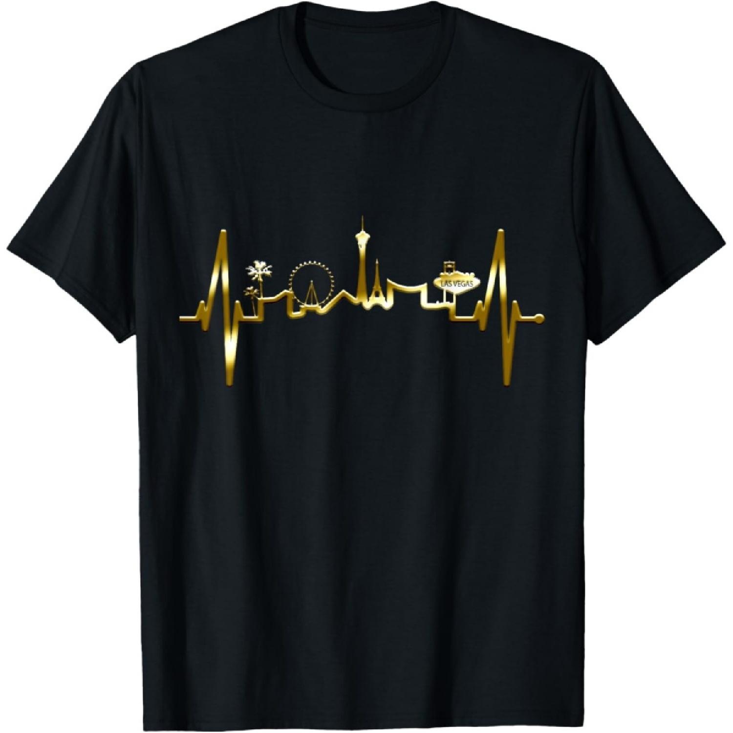 Las Vegas Skyline Heartbeat I Love Nevada USA Las Vegas T-Shirt S чёрный