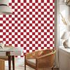 Checkerboard Wallpaper Red, White and Coral for Living Room and Bedroom 50x1000