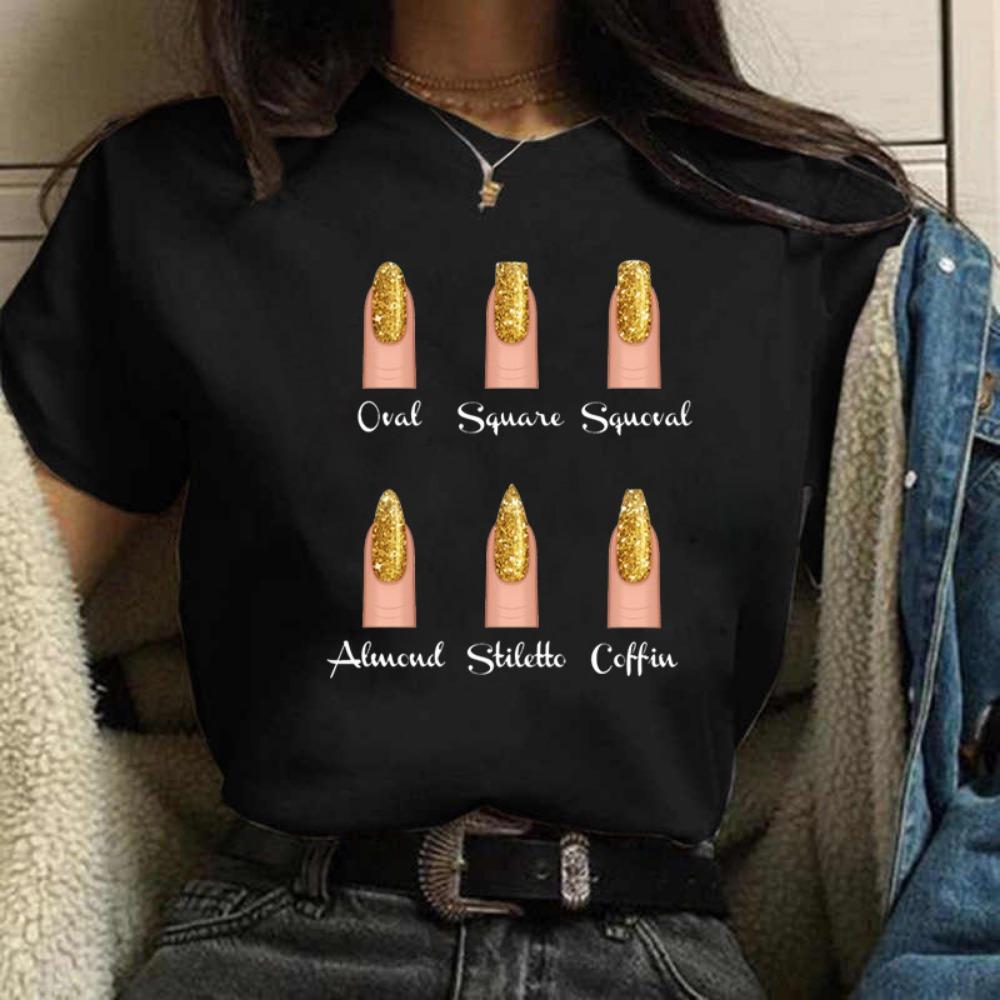 Kadın Tişörtleri Moda Kadın Karikatür Grafik Tırnak Sevimli Baskılı Üst Tişört Kadın Tişört Bayan Giyim Tişörtler