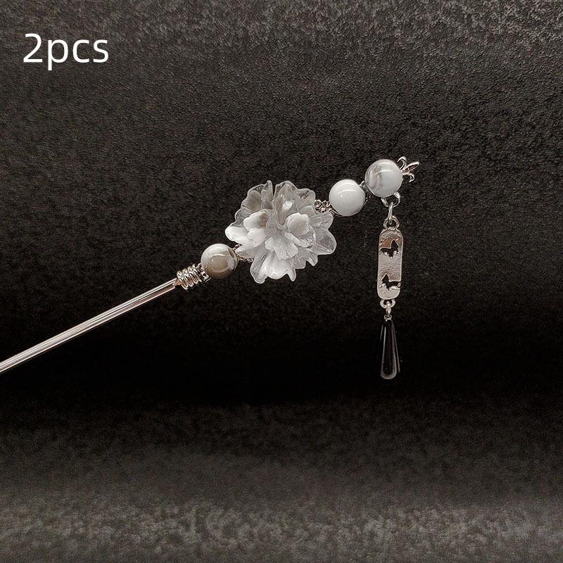 

2 шт. китайская заколка для волос ханфу для женщин - заколка для волос с кисточкой в виде цветов и искусственным жемчугом, элегантное традиционное украшение для свадьбы