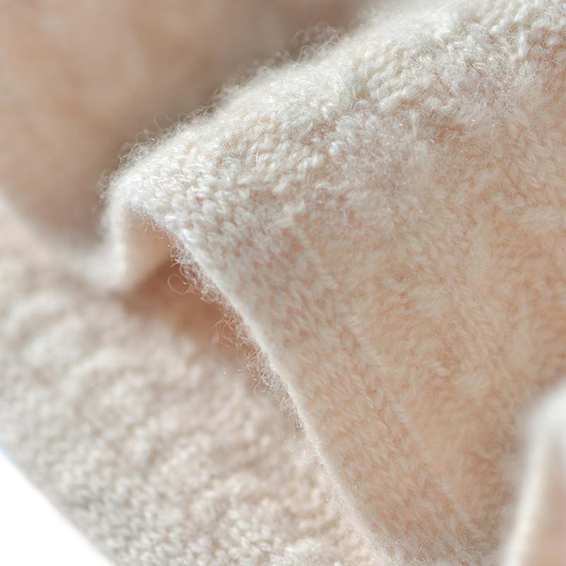 100% Cashmere Twisted Flower Thick Knitted Scarf For Women Multifunctional Solid Color Versatile Warm And Neck Protection Scarf